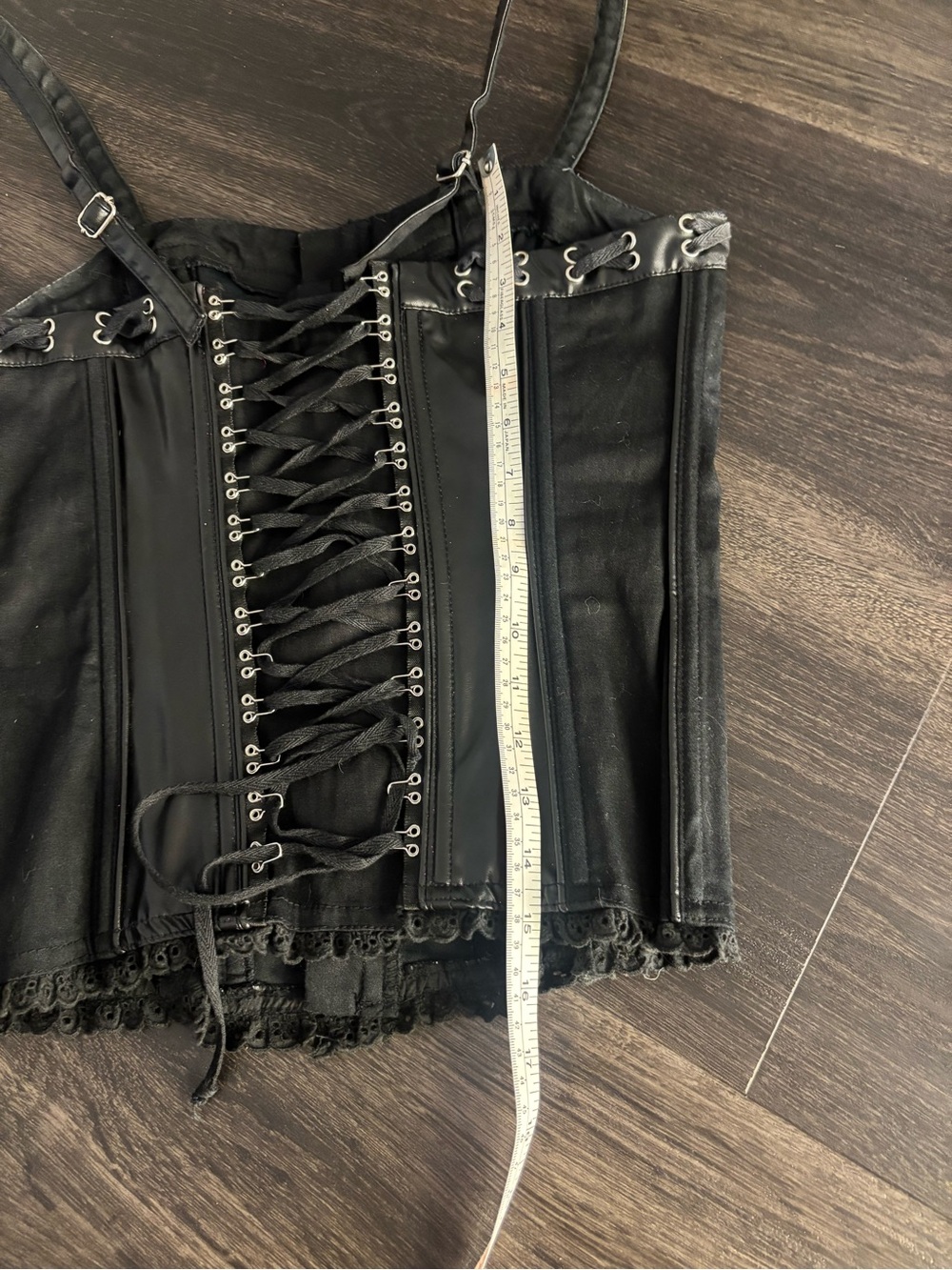 Women’s Vintage Y2K Tripp NYC Black Corset Top Size L Faux Leather - Picture 3 of 10